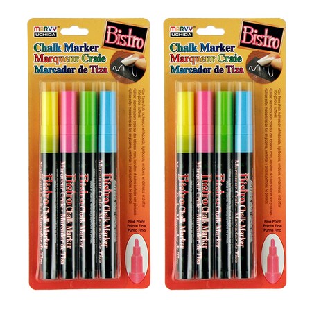 Marvy Uchida Chalk Marker Set, Fine Tip, Assorted Fluorescent, PK8 UCH4824A